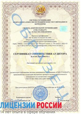 Образец сертификата соответствия аудитора №ST.RU.EXP.00006191-1 Лобня Сертификат ISO 50001